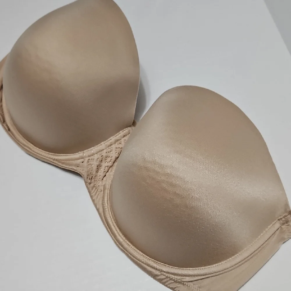Strapless Underwire Padded Elegant Bone In Sides Tan Bra Size 38DD